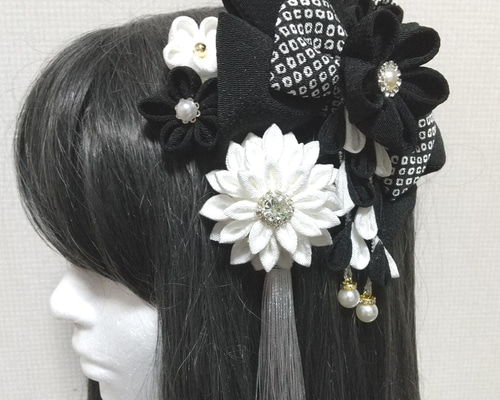 成人式 髪飾り 黒銀リボン a16a0a094fbedae3c1f89d382e0df5