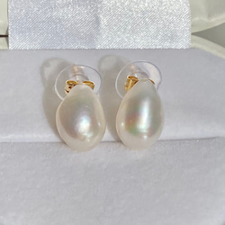 当店人気No.1✨選べるパール❤︎半額以下✨訳ありバロックパール✨11mm〜17mm淡水パールピアス/イヤリング変更可 15枚目の画像