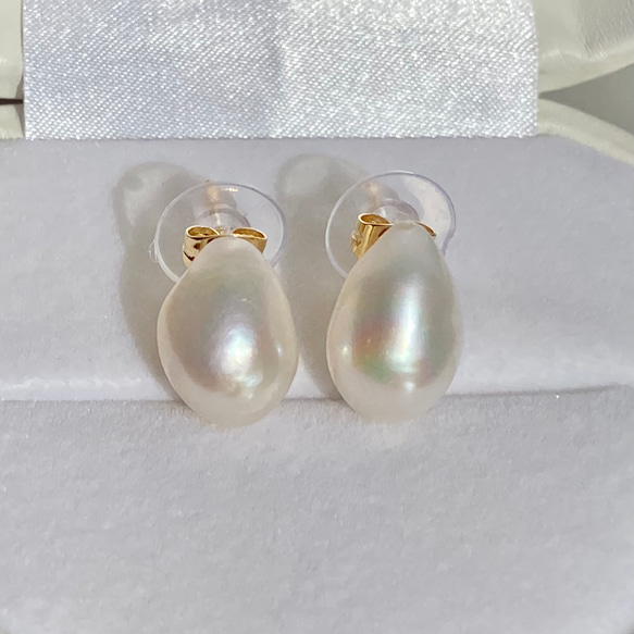 当店人気No.1✨選べるパール❤︎半額以下✨訳ありバロックパール✨11mm〜17mm淡水パールピアス/イヤリング変更可 15枚目の画像