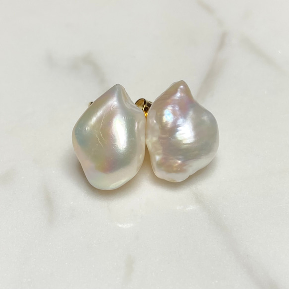 当店人気No.1✨選べるパール❤︎半額以下✨訳ありバロックパール✨11mm〜17mm淡水パールピアス/イヤリング変更可 5枚目の画像