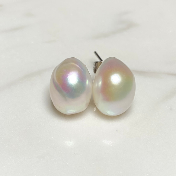 当店人気No.1✨選べるパール❤︎半額以下✨訳ありバロックパール✨11mm〜17mm淡水パールピアス/イヤリング変更可 6枚目の画像