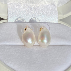 当店人気No.1✨選べるパール❤︎半額以下✨訳ありバロックパール✨11mm〜17mm淡水パールピアス/イヤリング変更可 4枚目の画像