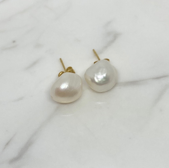 当店人気No.1✨選べるパール❤︎半額以下✨訳ありバロックパール✨11mm〜17mm淡水パールピアス/イヤリング変更可 9枚目の画像