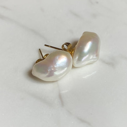 当店人気No.1✨選べるパール❤︎半額以下✨訳ありバロックパール✨11mm〜17mm淡水パールピアス/イヤリング変更可 10枚目の画像