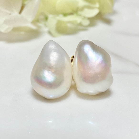 当店人気No.1✨選べるパール❤︎半額以下✨訳ありバロックパール✨11mm〜17mm淡水パールピアス/イヤリング変更可 16枚目の画像