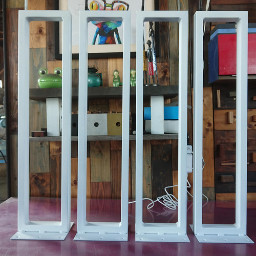 マットホワイトでアイアンな極細鉄脚♪ 40×150×650mm □型 4脚ver  