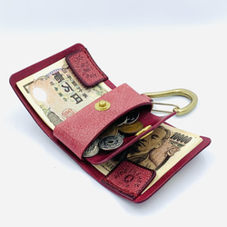 カラビナ の ミニ財布 plus (オールラズベリー) 5枚目の画像