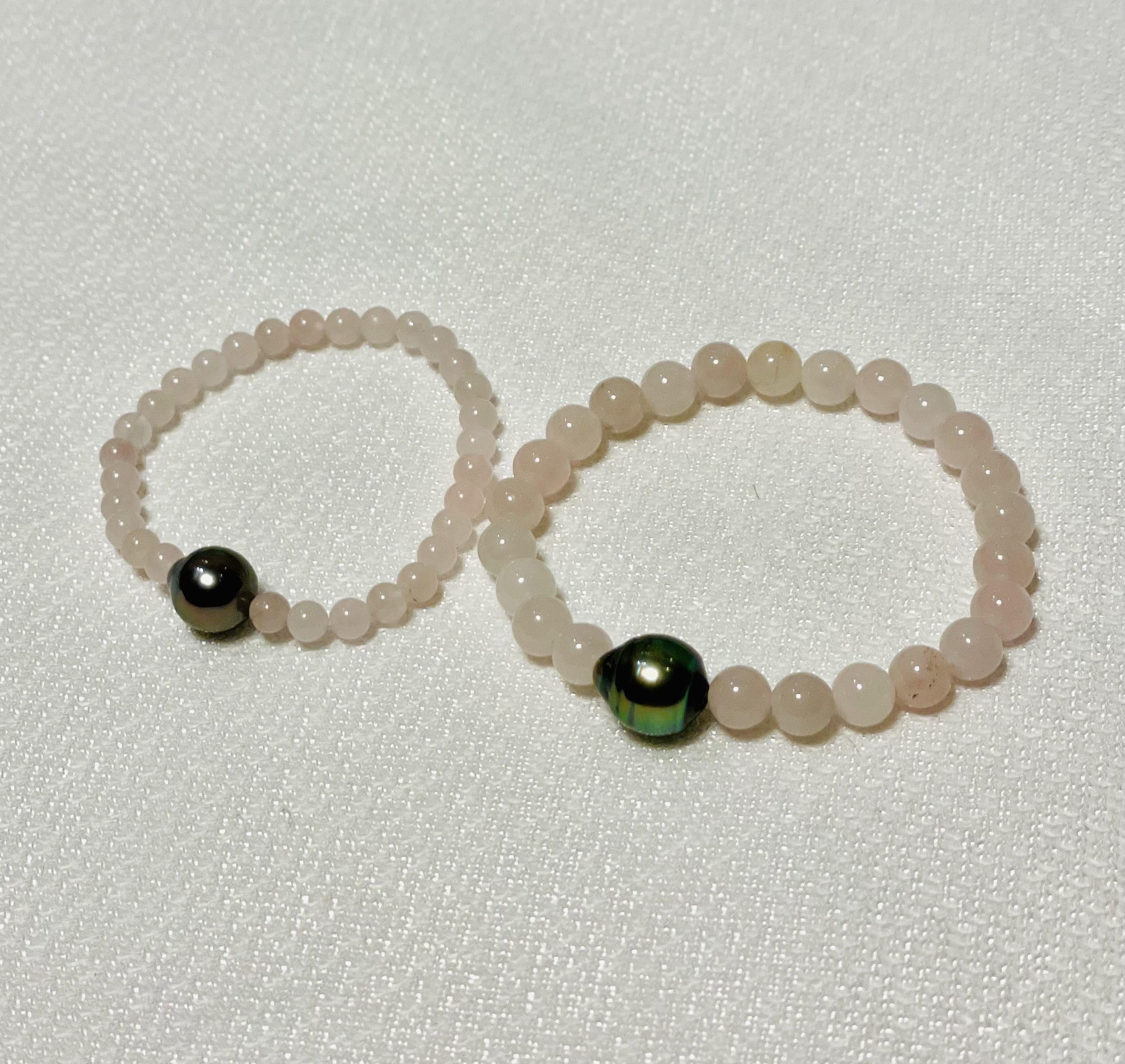 タヒチアン　パール　黒真珠　ブレスレット　2個セット　アクセサリー　黒蝶貝　Tahitian Black Pearl