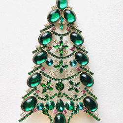 特大チェコガラスツリー/Husar.D刻印付/手作り/ブラウンピンク/クリスマス 特大チェコガラスツリー/Husar.D刻印付/手作り/ブラウンピンク