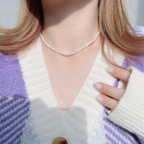 3mm pearl choker 変色しない ステンレス316l 錆びない パール
