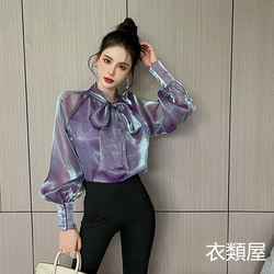 【美品】ロク　ボウタイシルクシャツ　パープル　きれい色　ブラウス 楽天市場】LILYSILK(リリーシルク) ブラウス レディース ボウタイ