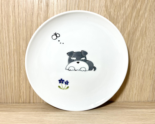 シュナウザー　絵皿 ミニチュアシュナウザー 絵皿 デンマーク製