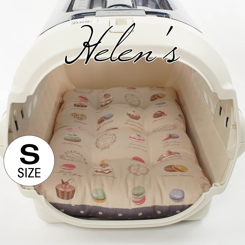 【送料*無料】縁無しクッションベッド/クレートクッション マカロンベージュドットラベンダー Sサイズ