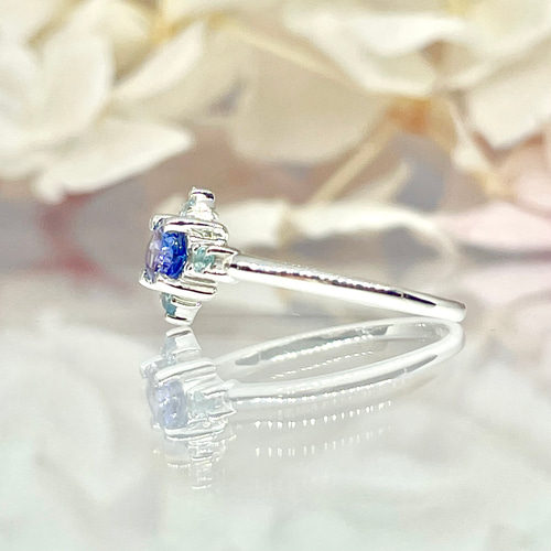 Pt(プラチナ)最高品質タンザナイトとブルートパーズのオーバルリング