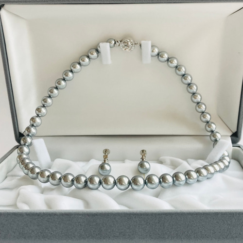 貝パールネックレスセット/8mm約42cm+ピアスorイヤリング