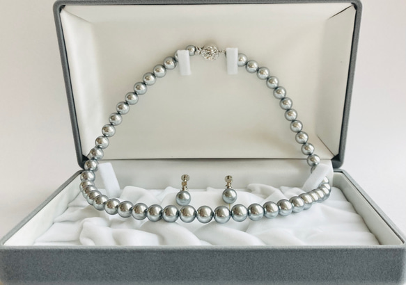 貝パールネックレスセット/8mm約42cm+ピアスorイヤリング