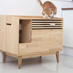 オーダーメイド 職人手作り キャットハウス 猫ベッド ペット 猫家具 インテリア 無垢材 木製雑貨 家具 LR2018 1枚目の画像