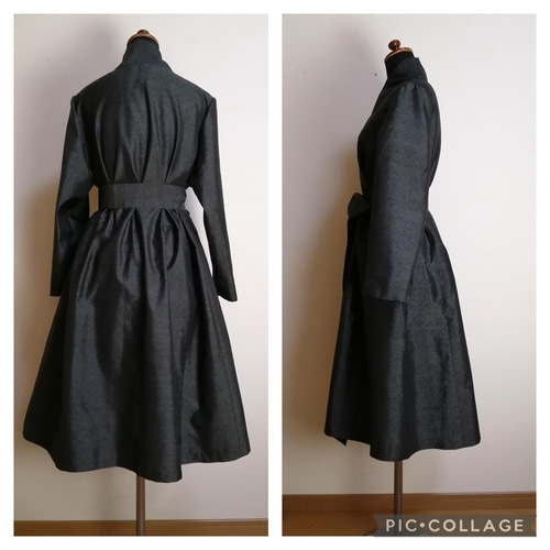 着物リメイク コートワンピース ハンドメイド ワンピース さら