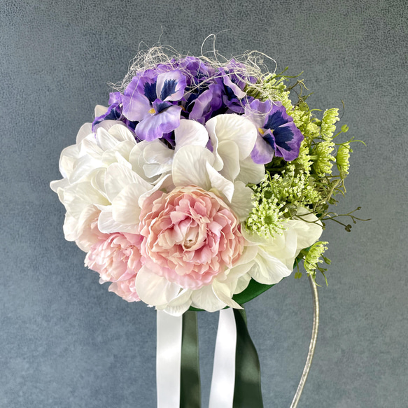 ❁Wedding Bouquet❁パンジーとピオニーのクラシカルなブーケ【40324】 9枚目の画像