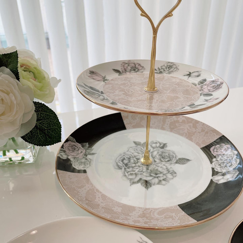 オーダーメイド】ポーセラーツアフターヌーンティーセット♪ 中皿