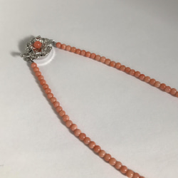 少し長めの約46cmピンク珊瑚玉ネックレス・シンプルで優しい春色　R40409 17枚目の画像