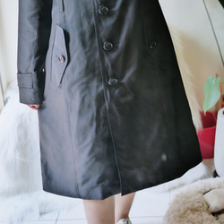墨黑亮面立體版型秋季時光 古董薄料風衣外套 dustcoat jacket 第6張的照片