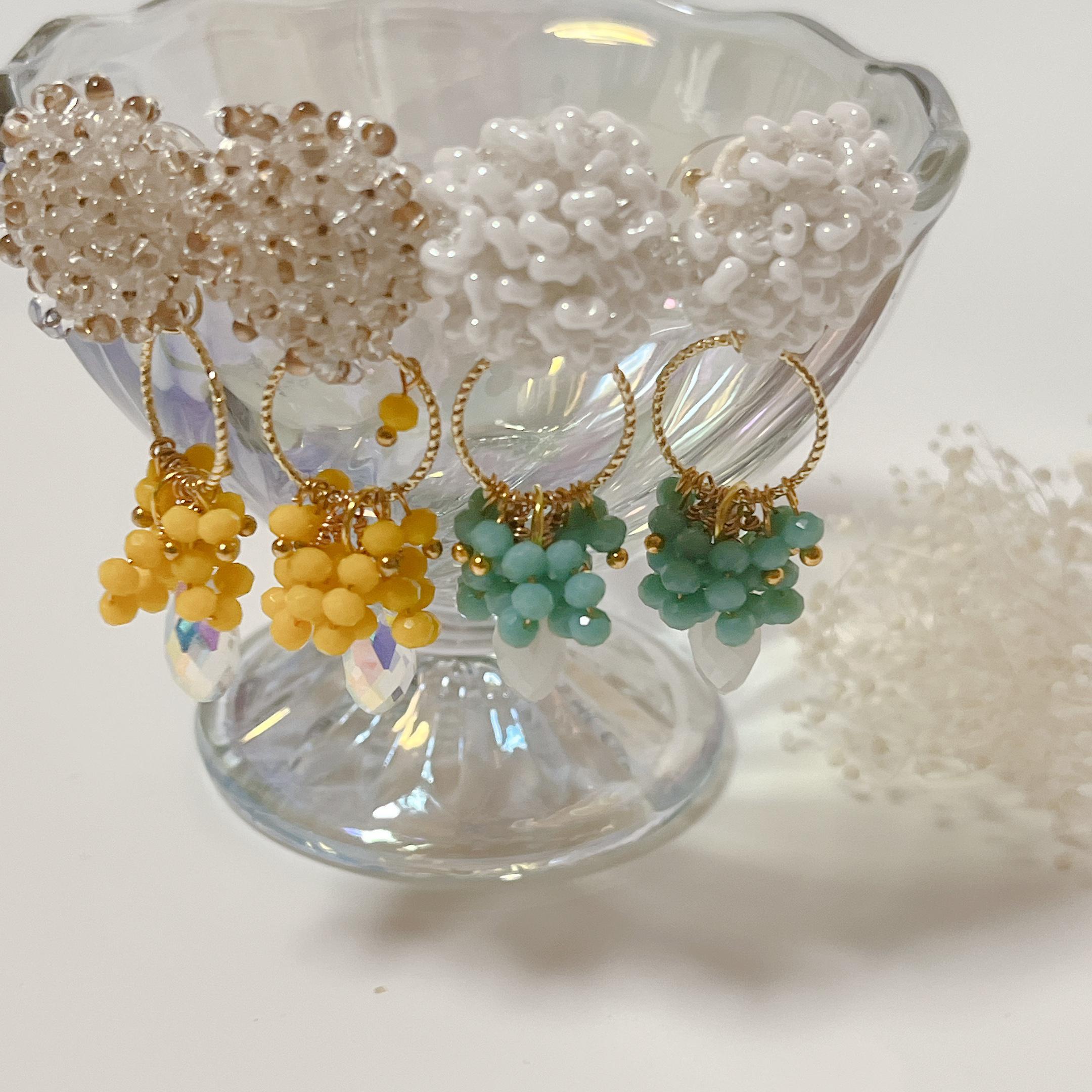 NO.141 チェコビーズ 天然石 ピアス イヤリングの通販 by T.T.