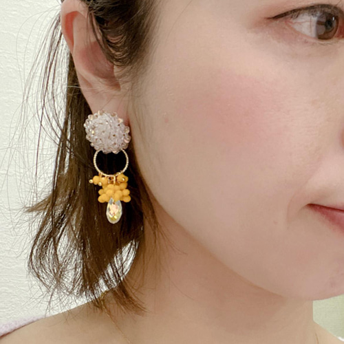 チェコビーズファルファーレのつぶつぶピアス/イヤリング 海 春夏