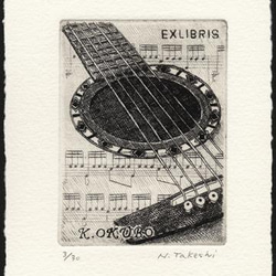 ギター・蔵書票（2013）/銅版画 (額なし） 1枚目の画像