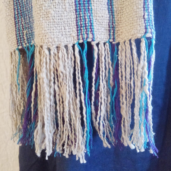 ガラ紡（オーガニックコットン）のストール　手織り（品番171） 9枚目の画像