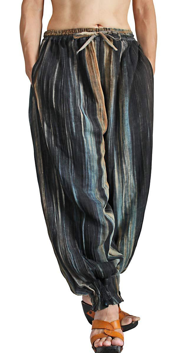 草木染め二重織りガーゼの裾ボタンパンツ（PRL-006） 5枚目の画像
