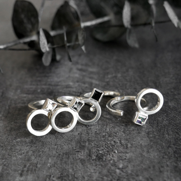 【再販・サイズ調整可】ジオメトリックリング / silver　R064 1枚目の画像