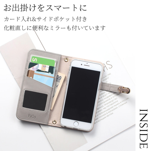 ギフトセット iphone ケース 手帳型 ミラー カード収納 贈り物 iphone12 ケース 手帳型 ミラー付き iphone12Pro 12mini カード