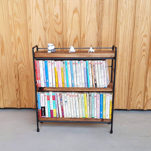 文庫本サイズのブックシェルフ 木部カラー2色 本棚 約50冊 完成品 本棚