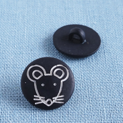 (3個) 15mm　ねずみのボタン　フランス製 ＊ 黒 ネズミ 3枚目の画像
