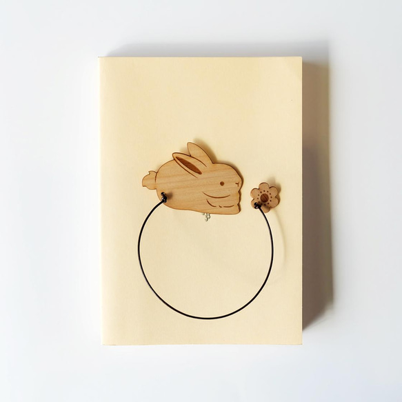 ひなたぼっこ♪うさぎ　木製ブックマーク 2枚目の画像