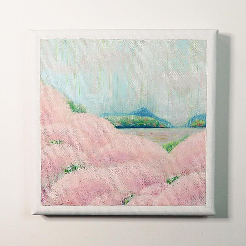 春かすみ／アクリル画 キャンバス 原画 S0号 春到来 桜前線