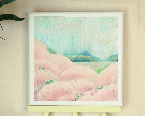 春かすみ／アクリル画　キャンバス　原画　Ｓ0号　春到来　桜前線　かすむ空 3枚目の画像