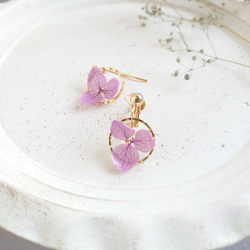 Simple Ring Flower繡球淡紫色【耳飾耳環】 第4張的照片
