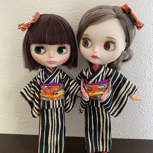 22cmドールさん着物 よろけ縞の街着 0109 その他人形 suteki-pimoko