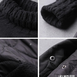 秋冬高品質 カジュアル ハイネック 暖かい 切り替え ニットセーターゆったりおしゃれ大人チュニ「フリーサイズ 」 5枚目の画像