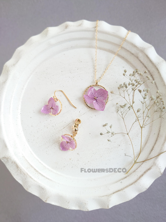 Simple Ring Flower アジサイ pail purple【ネックレス】 9枚目の画像