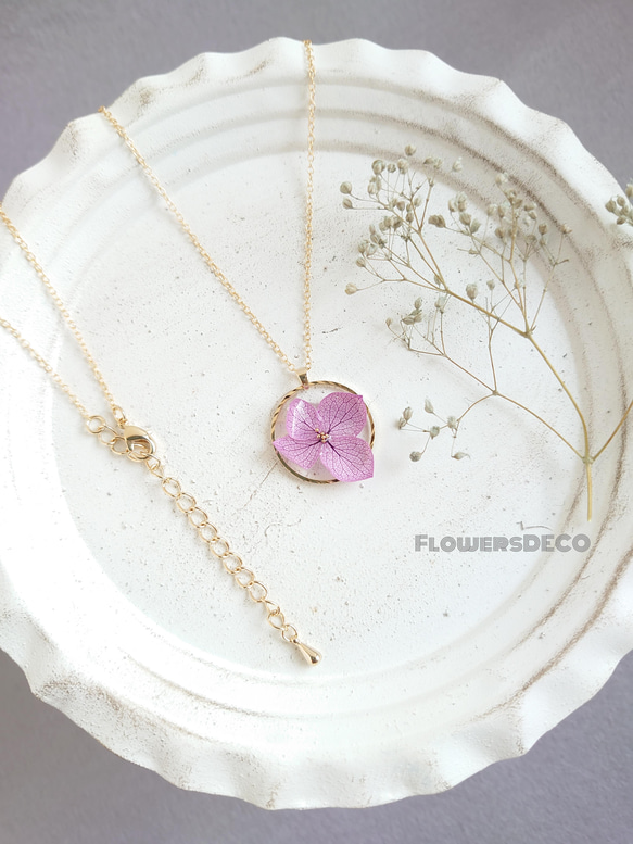 Simple Ring Flower アジサイ pail purple【ネックレス】 1枚目の画像