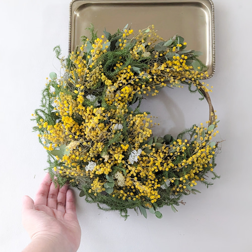 森の月 ミモザの三日月ドライフラワーリース リース mamemona 通販