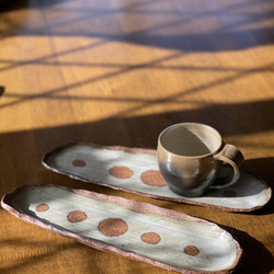 長皿になったよ❣️白いさやの中のお豆さん　長皿　秋刀魚皿　プレート　 4枚目の画像
