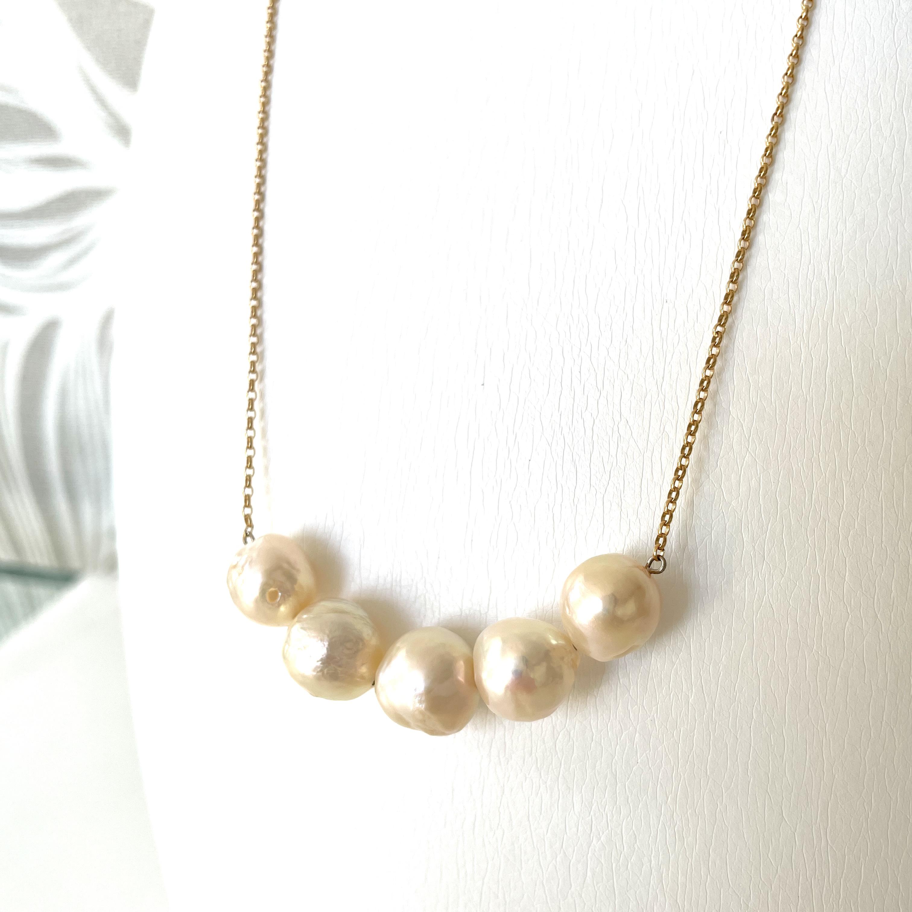 パールネックレス　バロック淡水パール　イエローゴールド　K10YG