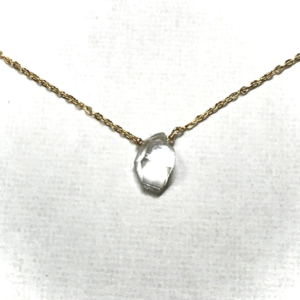 【ハーキマーダイヤモンド】ネックレス14KGF 40m　宝石質AA　ラフカット 3枚目の画像