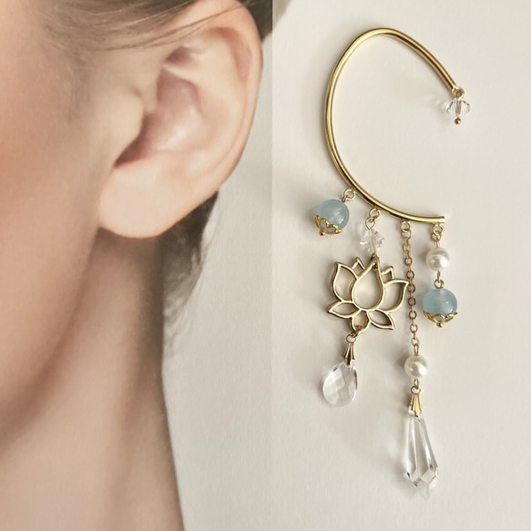 清らかな心 蓮の花のイヤーフック 6枚目の画像