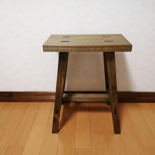 木製フラワースタンド　花台　幅35cm×高さ45cm　丸椅子　stool