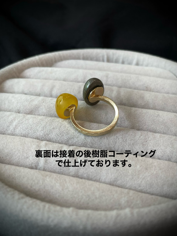 【フォークリング】宝石質スモーキークォーツAAA ×ダルメシアンジャスパー 20枚目の画像